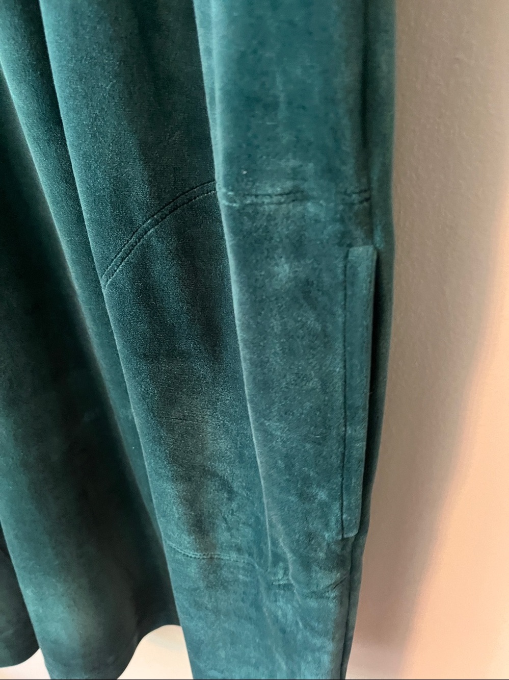 Anthropologie Saturday Sunday Rosalind Velvet Tunic Dress Teal w/ Pockets Size L - Picture 9 of 15